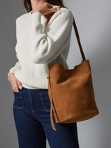 Sac Port� �paule Sac � Dos M Cavalier Nubuck Cuir Etrier Beige cavalier nubuck ECAN126M-vue-porte