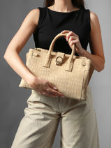 Sac Port� Main M Equestre Croco Cuir Etrier Beige equestre croco EEQC142M-vue-porte